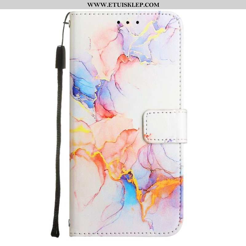 Etui Folio do OnePlus Nord 2T 5G z Łańcuch Pasek Marmuru